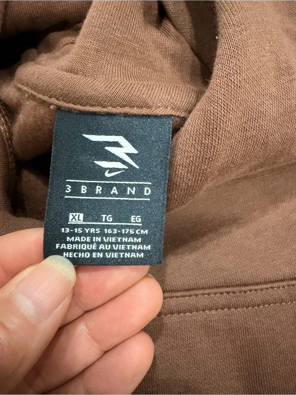 Nike Brown Kids Hoodie with Vertical Logo